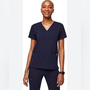 Figs Casma Women's Technical Collection Navy Blue Short Sleeve Scrub Top, M